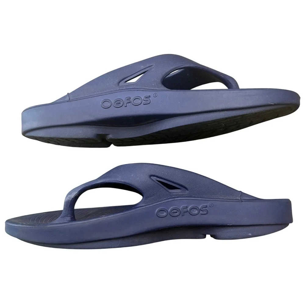 Oofos OOriginals Recovery Sandals Mens 11 Womens 13 Navy Blue Thong Flip Flops